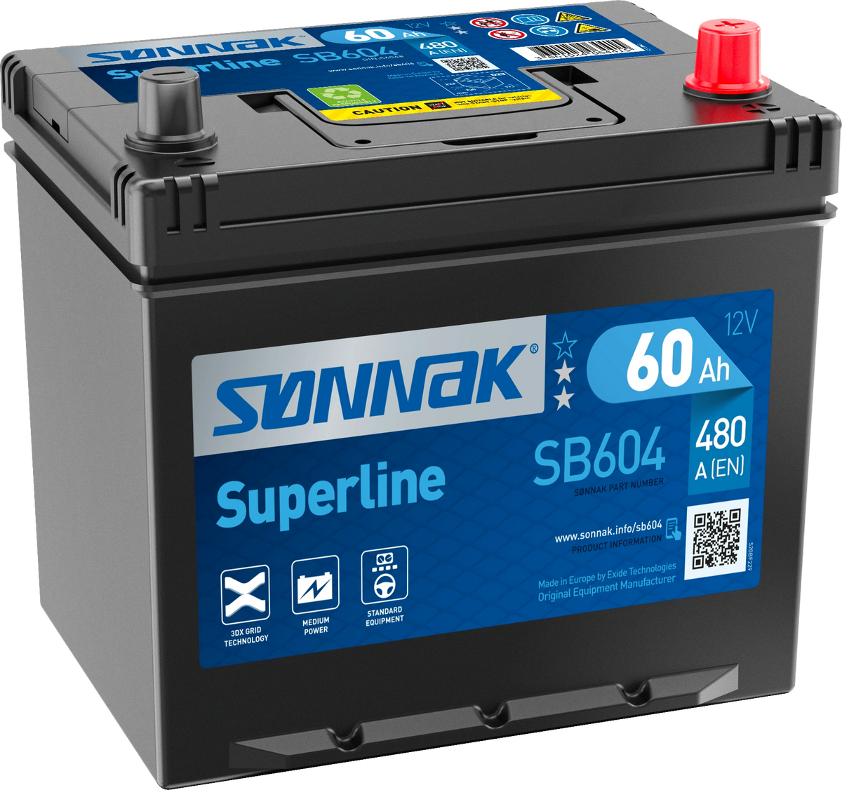 Sønnak SB604 – 12 V 60 Ah 480 A